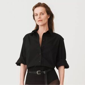 Zara NWT Batwing poplin shirt black 5063/024